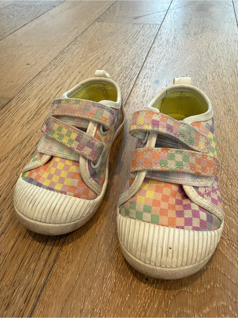 Kids Checkerboard Velcro Sneakers in Pastel Multi